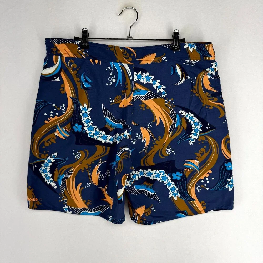Patagonia Blue Tropical Fish Swim Board Shorts Mens Size 34‎